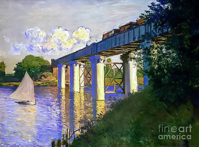 Vintage Chevrolet - Railway Bridge at Argenteuil I by Claude Monet 1874 by Claude Monet