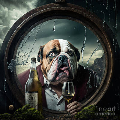 Wine Digital Art - Rain Doggos 4 by Justin K Meshew