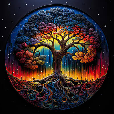 Lilies Royalty-Free and Rights-Managed Images - Rainbow Tree of Life by Lily Malor