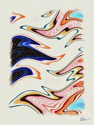 Abstract Flowers Drawings - Rainbow Waves by Esoterica Art Agency