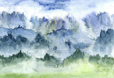 Recently Sold - Abstract Landscape Paintings - Rainy day in the Black Forest by Karen Kaspar