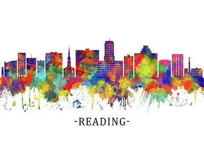 Abstract Skyline Mixed Media - Reading Pennsylvania Skyline by NextWay Art