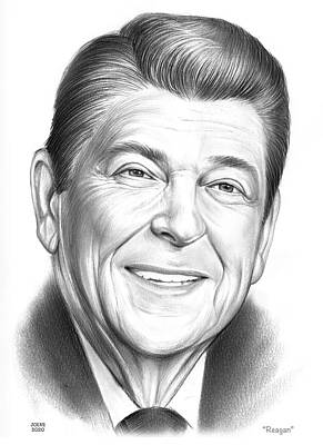 Landmarks Drawings - Reagan - Pencil by Greg Joens