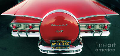 Us License Plate Maps - Red 1960 Chevy Impala by Manuel Ceniceros