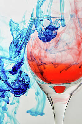 Wine Royalty-Free and Rights-Managed Images - Red and Blue Wine by Jon Glaser