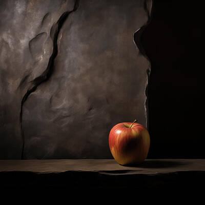 Food And Beverage Digital Art - Red Apple on Slate Table by YoPedro