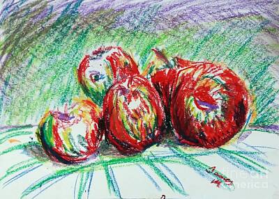 Food And Beverage Drawings - Red Apples by James McCormack