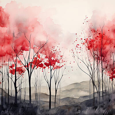 Abstract Landscape Photos - Red Autumn Bliss by Lourry Legarde