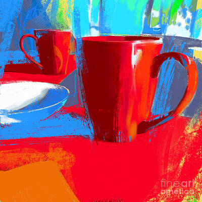 Red Roses - Red Coffee Mugs by John Castell