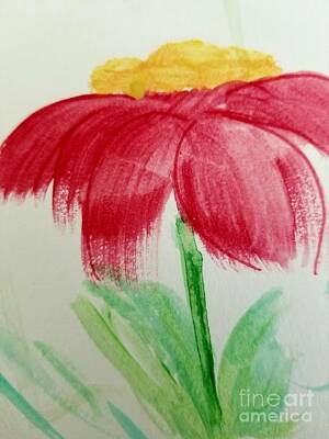Roses Paintings - Red Flower with a Sunny Disposition  by Rose Elaine