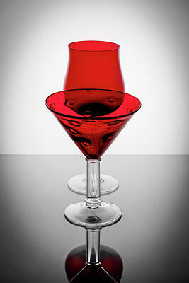 Lilies Royalty Free Images - Red Glassware I Still Life Art Photo Royalty-Free Image by Lily Malor