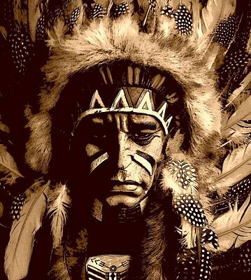 Aloha For Days - Red Indian Portrait in Sepia by Loraine Yaffe