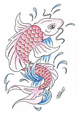 Beach House Signs - Red Koi by Mistina Whitlock