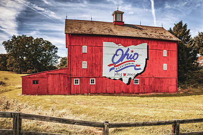 Kids Cartoons - Red Ohio Bicentennial Barn - Delaware County Ohio by Gregory Ballos