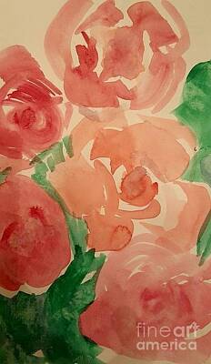 Roses Paintings - Red Rose  by Rose Elaine