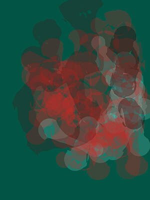 Wine Digital Art - Red White And Green Abstract by Keshava Shukla
