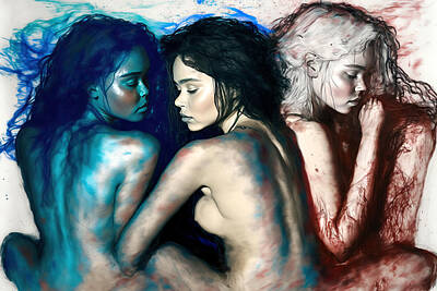 Nudes Digital Art - Red White Blue by Eros Deconstructed