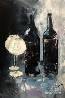 Wine Paintings - Red wine by Dora Kal