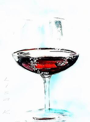 Wine Paintings - Red Wine On White by Lisa Kaiser