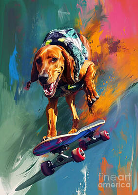 Sports Drawings - Redbone Coonhound by Clint McLaughlin