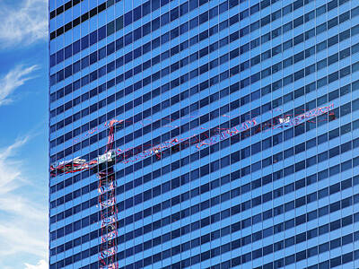 Abstract Skyline Photo Rights Managed Images - Reflection of crane in Chicago windows Royalty-Free Image by Steven Heap