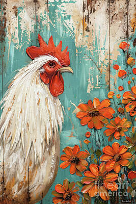 Animal Watercolors Juan Bosco - Reginald The Rooster 2 by Tina LeCour