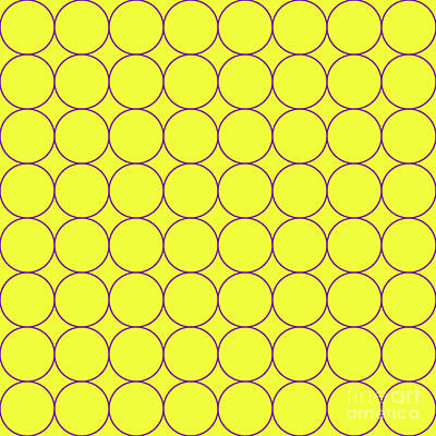 Royalty-Free and Rights-Managed Images - Repeating Simple Circle Pattern In Sunny Yellow And Iris Purple n.1819 by Holy Rock Design