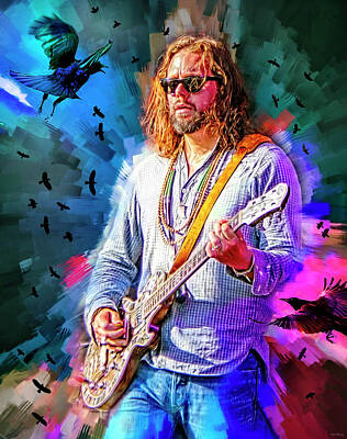 Musician Mixed Media Rights Managed Images - Rich Robinson The Black Crowes Royalty-Free Image by Mal Bray