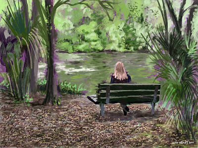 Music Figurative Potraits - River Bench by Larry Whitler