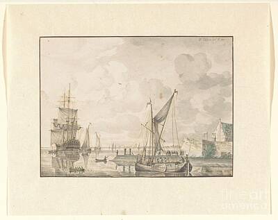 Stunning 1x - River with various large and small ships, David Kleyne, 1785 by Shop Ability