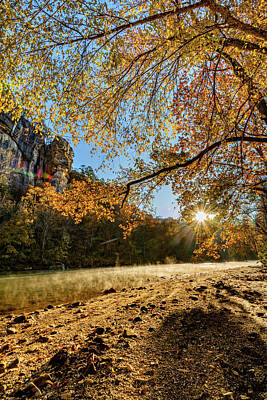Royalty-Free and Rights-Managed Images - Roark Bluff Sunrise in Autumn Along the Buffalo River by Gregory Ballos