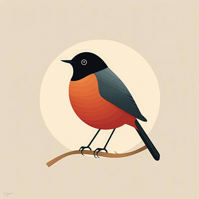 Royalty-Free and Rights-Managed Images - Robin Bird Minimalist by Lourry Legarde