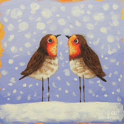 Christmas Trees - Robin Pair by Lucia Stewart