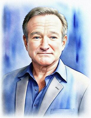 Celebrities Paintings - Robin Williams, Actor by Sarah Kirk