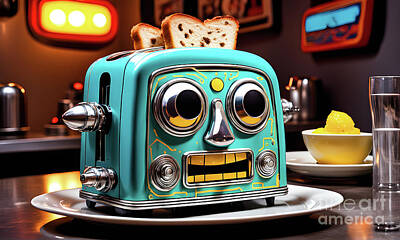Paintings For Children Cindy Thornton - Robotic retro toaster by Sen Tinel