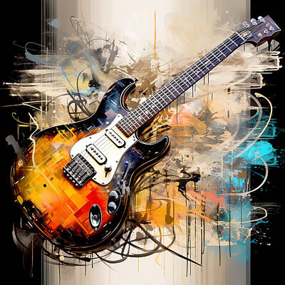 Best Sellers - Rock And Roll Digital Art - Rock And Roll Electric Guitar by Athena Mckinzie