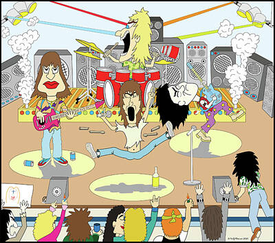 Rock And Roll Drawings - Rock n Roll Concert by Monty Milne