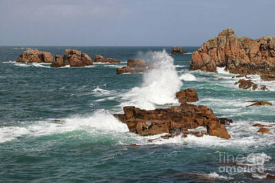 Vintage Stamps - Rocky coast of Brittany - Pink Granite Coast, Le Gouffre by Michal Boubin