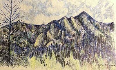 Mountain Drawings - Rocky Mountain Range by Carolyn Alston Thomas