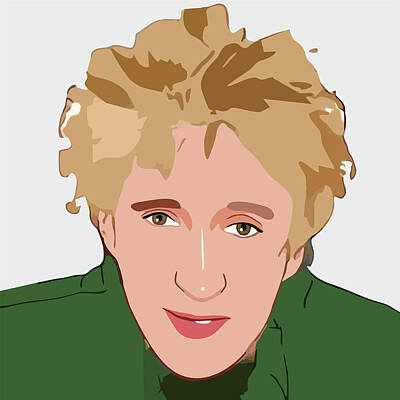 Celebrities Digital Art Royalty Free Images - Rod Stewart Cartoon Portrait 1 Royalty-Free Image by Ahmad Nusyirwan
