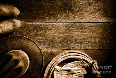 Landmarks Royalty-Free and Rights-Managed Images - Rodeo Background - Sepia by American West Legend