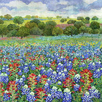 Thomas Kinkade - Rolling Hills of Wildflowers - In Bloom 1 by Hailey E Herrera