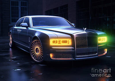 City Scenes Mixed Media Rights Managed Images - Rolls-Royce Ghost Extended  Royalty-Free Image by Destiney Sullivan