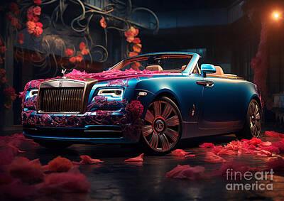 Floral Mixed Media - RollsRoyce Phantom Drophead Coupe Metropolitan fantasy concept by Destiney Sullivan
