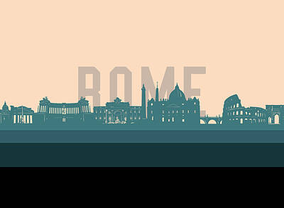 Architecture David Bowman - Rome skyline retro green by Bekim M