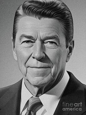 Politicians Digital Art Royalty Free Images - Ronald Reagan, Actor and President Royalty-Free Image by Esoterica Art Agency