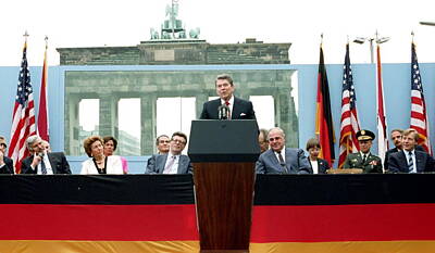 Politicians Photo Royalty Free Images - Ronald Reagan Berlin Wall Royalty-Free Image by Restored Vintage Shop