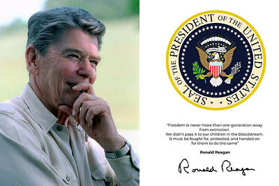 Politicians Royalty-Free and Rights-Managed Images - Ronald Reagan Quote Art 2 by Ahmet Asar by Celestial Images