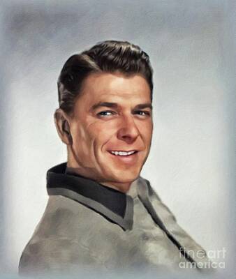 Politicians Royalty Free Images - Ronald Reagan, Vintage Actor and President Royalty-Free Image by Esoterica Art Agency
