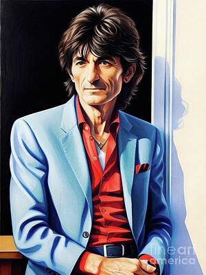 Musicians Paintings - Ronnie Wood, Music Star by Esoterica Art Agency